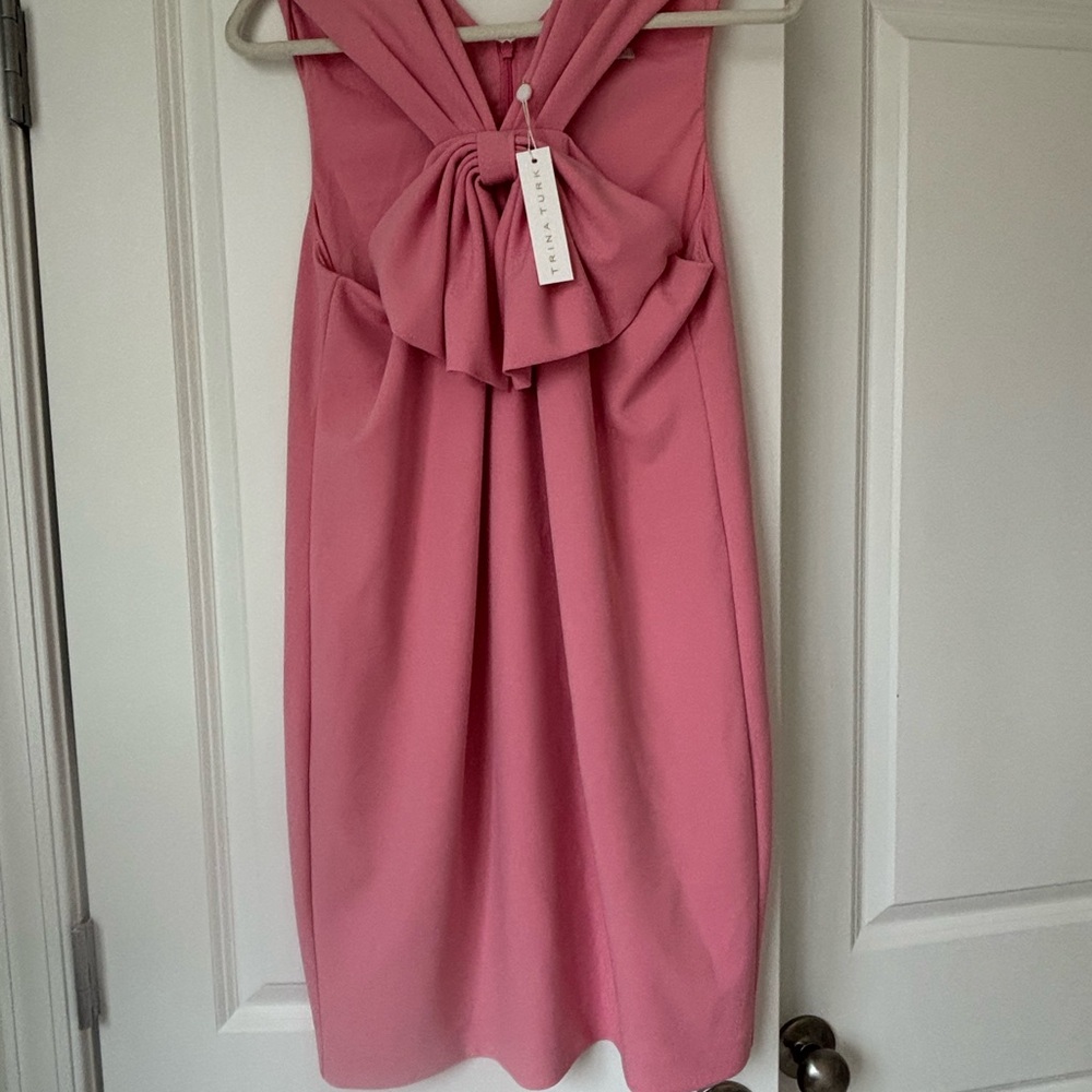Trina Turk Strapless Pink Dress with Bow Accent